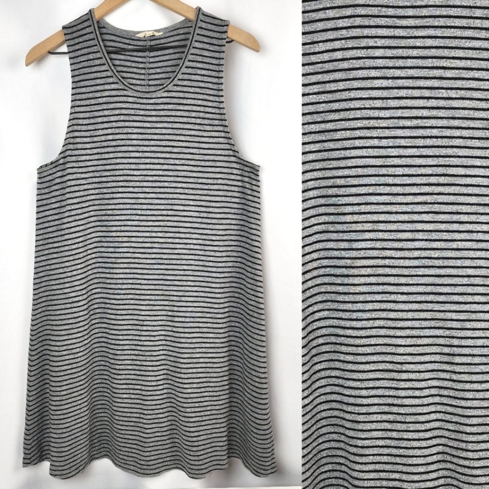 Madewell Women's Black and Grey Stripe Highpoint A-Line Dress Size XL